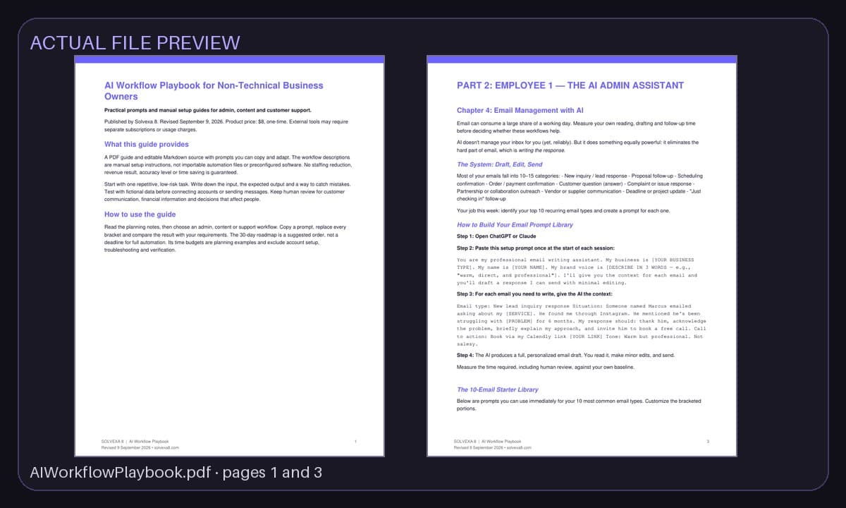 Preview of pages from the actual AI Workflow Playbook files
