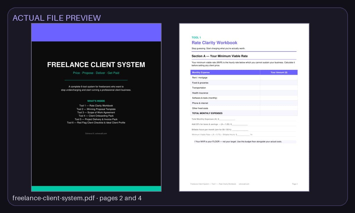 Actual file preview for Freelance Client System